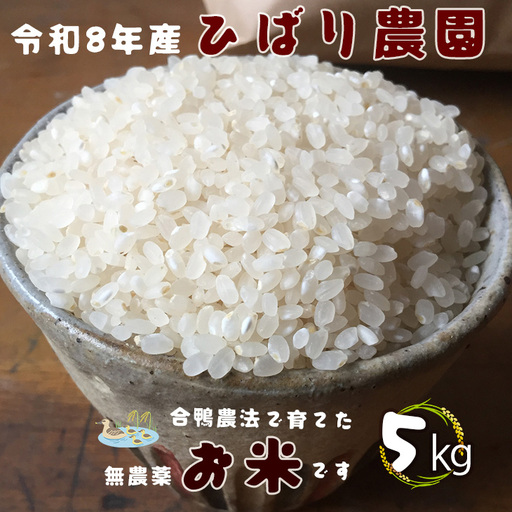 令和8年産[無農薬]合鴨農法で育てたひばり農園の白米(りくう132号) 5kg [584]
