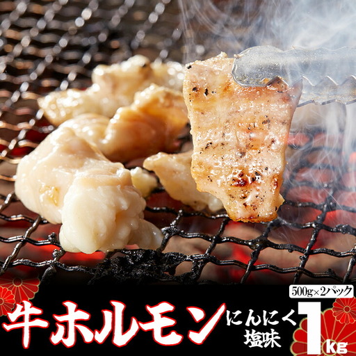 味付け牛ホルモン 秘伝のたれ漬け にんにく塩味 1kg（500g×2パック） 【1156】