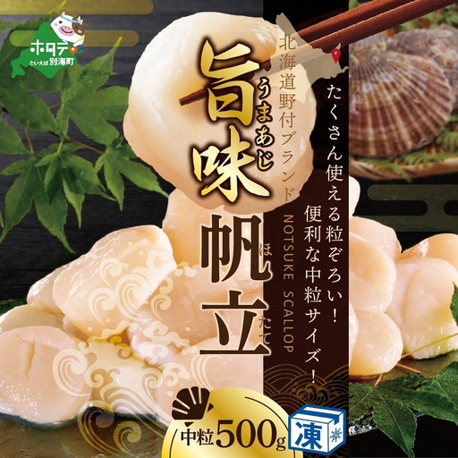北海道 野付産  冷凍ホタテ 貝柱 中粒ホタテ 500g 北海道 野付 別海町