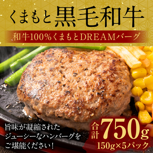 ハンバーグ くまもとDREAMバーグ 150g×5 くまもと黒毛和牛100% ハンバーグ