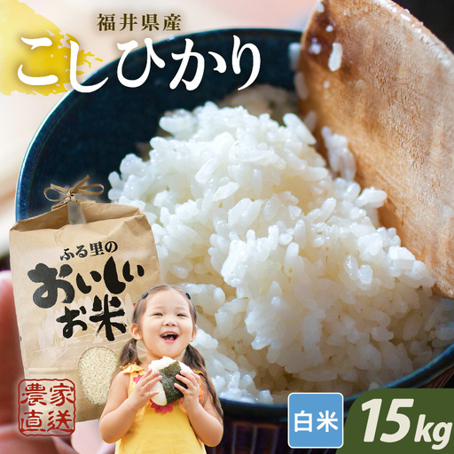 [先行予約][令和8年産・新米][白米5kg×3袋]福井県産 コシヒカリ15kg 〜本原農園からまごころコメて〜 [2026年10月上旬以降順次発送] [C-8968_01]