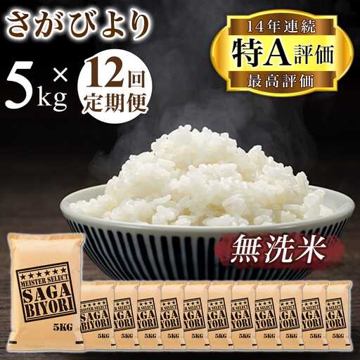 令和7年産 【定期便】《無洗米》さがびより 5kg×12回 999-B1061