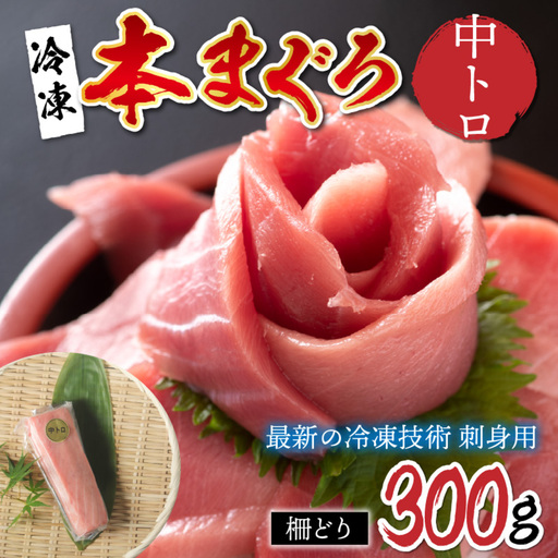 【刺身用】本マグロ　中トロ 300g（柵どり）【最新の冷凍技術】　海鮮 魚