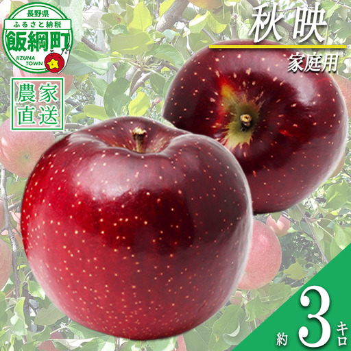りんご 秋映 家庭用 3kg 永野農園 沖縄県への配送不可 2026年10月上旬頃から2026年10月中旬頃まで順次発送予定 令和8年度収穫分 信州 果物 フルーツ リンゴ 林檎 長野 予約 農家直送 長野県 飯綱町 [0799]