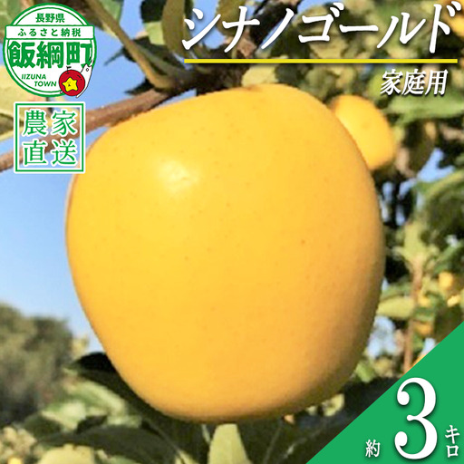 りんご シナノゴールド 家庭用 3kg ファームトヤ 沖縄県への配送不可 2026年11月中旬頃から2027年1月上旬頃まで順次発送予定 令和8年度収穫分 信州 果物 フルーツ リンゴ 林檎 長野 予約 農家直送 長野県 飯綱町 [1422]