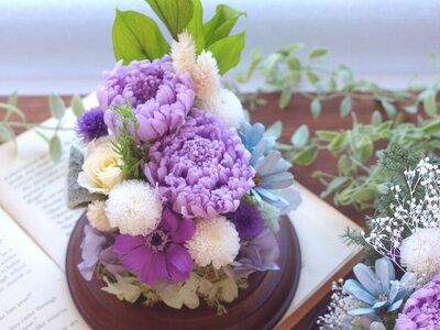 *和花のお供えアレンジ・1対｜ 花 はな フラワー 紫 和花 菊 きく キク むらさき ムラサキ 長野県 松川村 アレンジ ギフト プリザーブドフラワー インテリア 雑貨