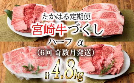 国産黒毛和牛の定期便『宮崎牛たかはる定期便ハーフα』ブランド牛を隔月6ヶ月お届け(奇数月発送)