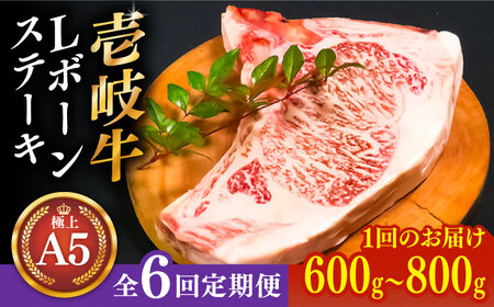 【全6回定期便】極上 壱岐牛 A5ランク Lボーンステーキ 約600~800g（雌）30日間熟成《壱岐市》【KRAZY MEAT】 [JER019] ステーキ ヒレ 赤身 Tボーン 牛 骨つき肉 サーロイン 402000 402000円 冷凍配送 九州