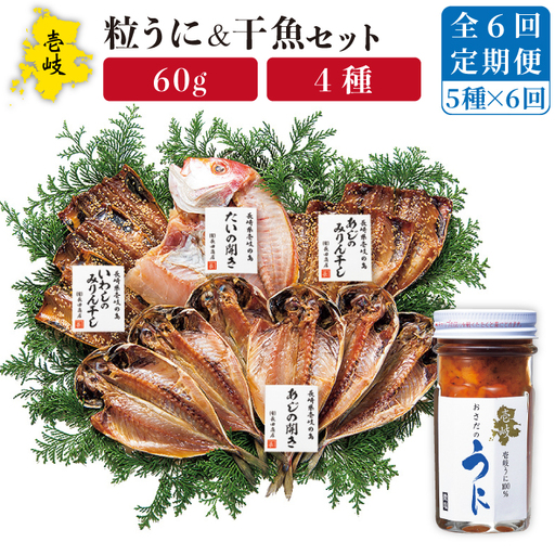 【全6回定期便】紫うに・干魚セット[JAO031] ウニ うに 干物 ひもの あじ アジ いわし イワシ みりん干し 定期便 冷凍配送 九州