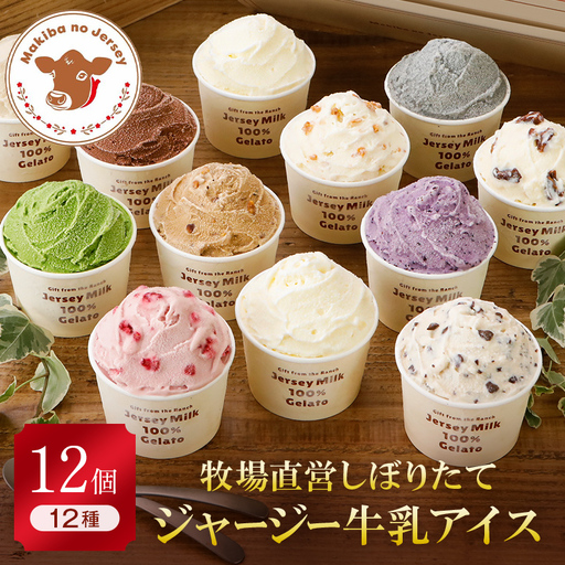 [ジャージー牛乳使用]まきばのジャージーアイス人気の12種12個セット F21C-036