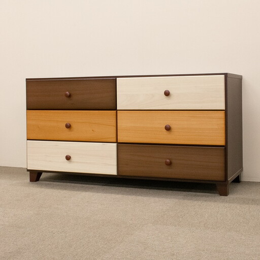 120ローチェスト3段マルーンⅡ【諸富家具】：C106-022