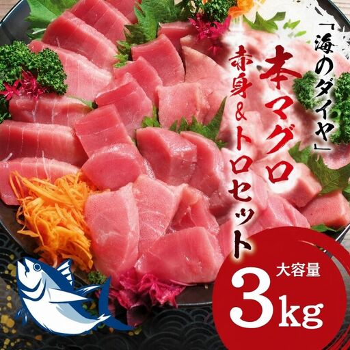 【通常発送】本マグロ（養殖）トロ＆赤身セット 3kg まぐろ 刺身 鮪 本鮪 クロマグロ 赤身 中とろ 大容量 まぐろたたき まぐろ丼【nks112】