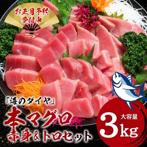 本マグロ（養殖）トロ＆赤身セット 3kg 【年内発送（12/26～12/29発送）】高級 クロマグロ  中トロ 中とろ  まぐろ マグロ 鮪 刺身 赤身 柵 じゃばらまぐろ 本マグロ 本鮪 【nks112-sg】