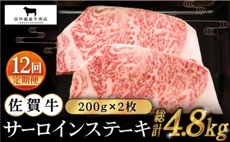 【全12回定期便】佐賀牛 サーロインステーキ200g×2枚 HBH055 ステーキ 佐賀牛 黒毛和牛 サーロイン 定期便 国産