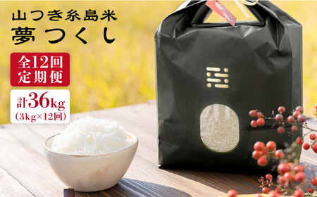 【全12回定期便】糸島 で 農薬 を使わずに育てた 山つき 糸島米 3kg （ 夢つくし ）《糸島》【itoshimacco / 株式会社やました】 [ARJ032]