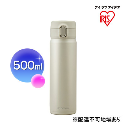 ステンレスマグボトルワンタッチ ペールホワイト SM-O500 アイリスオーヤマ マグボトル