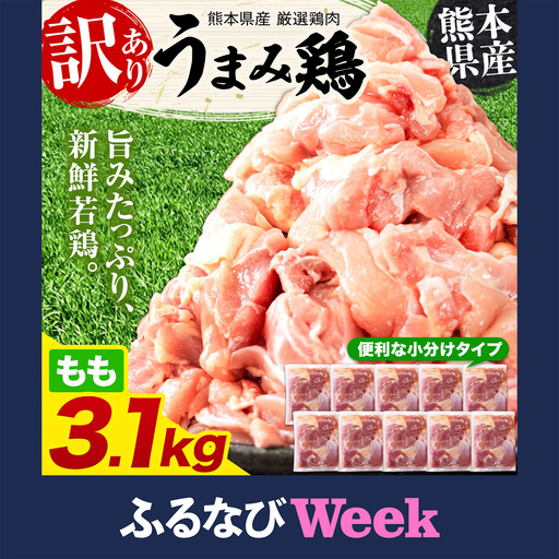 【ふるなびWEEK】鶏肉 もも肉合計3.1kg  小分け 若鶏 鶏肉