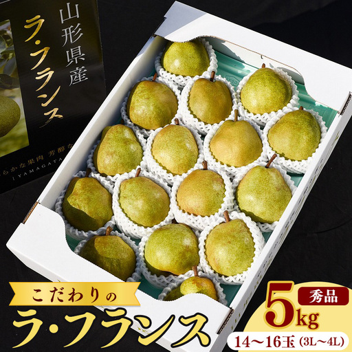 [先行予約] 令和8年産 洋梨 「ラ・フランス」 5kg (14玉 - 16玉) 秀品 [化粧箱入り] 3L - 4L 農家直送 山形県産[2026年11月頃から12月上旬頃発送予定]