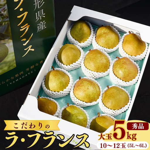 《先行予約》 令和8年産 洋梨 大玉 「ラ・フランス」5kg 秀品 《化粧箱入り》 5L - 6L  農家直送 山形県産【2026年11月頃から12月上旬頃発送予定】　024-B-HK004