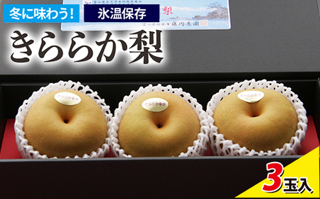 冬に味わう！藤岡さんが作った氷温保存きららか梨 3玉入り ｜ 梨 ナシ 果物 フルーツ　※2026年11月～発送