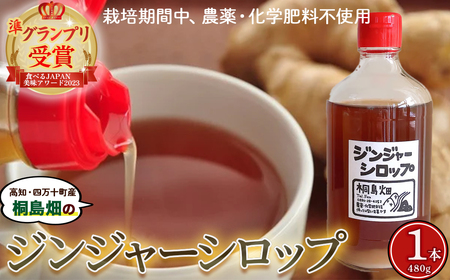 【桐島畑】ジンジャーシロップ 1本（480g） 栽培期間農薬 化学肥料不使用 生姜 Fkh-B08／ 生姜 しょうが 生姜シロップ ジンジャー 無農薬