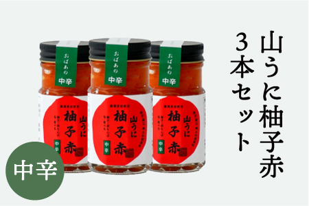 鯖江の伝統薬味「山うに」柚子赤3本セット 中辛セット 珍味 ご飯のお供