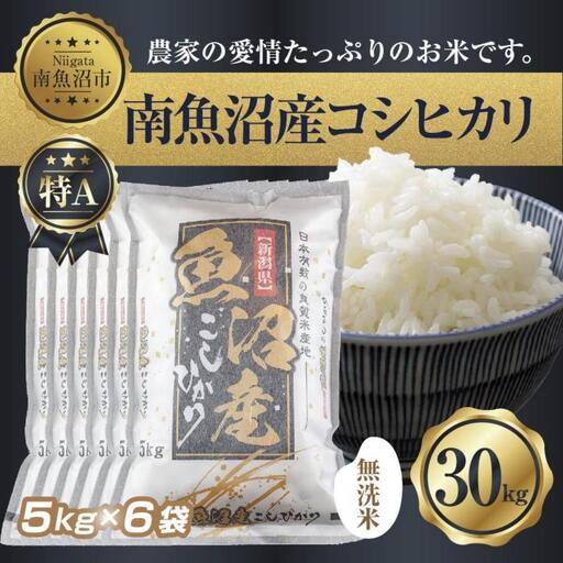 【令和7年産】 ｜無洗米｜新潟県 南 魚沼産 コシヒカリ お米 5kg ×6袋 計30kg（お米の美味しい炊き方ガイド付き）【銘柄米 ブランド米 無洗米 こしひかり コシヒカリ 魚沼産 新潟米 産地直送 お米 米 こめ コメ ご飯 御飯 ごはん】