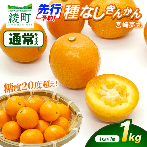 【先行予約】種なし きんかん「宮崎夢丸」 1kg 数量限定 種無し 果物 フルーツ くだもの 柑橘 金柑 プレミア おすすめ ギフト 贈り物 贈答 おやつ スイーツ デザート 糖度が高い 常温 産地直送 宮崎県 綾町 送料無料【JA綾町】_A0114-2521