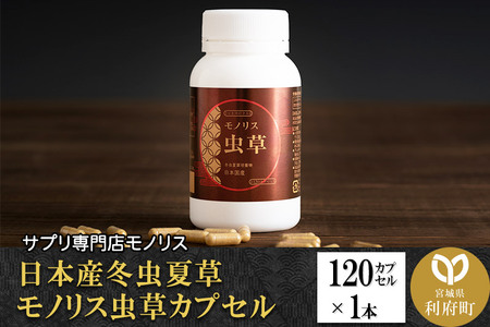 サプリ 日本産冬虫夏草 モノリス虫草カプセル 120カプセル 1本 (1本30g)