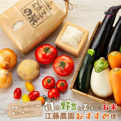 江藤農園おすすめ[旬の野菜(12〜15種類)とお米(2kg)]のセット | 湯布院 詰め合わせ