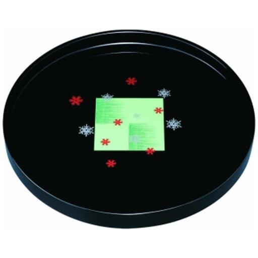 木製丸盆 30cm 黒 市松雪化粧[YG391]