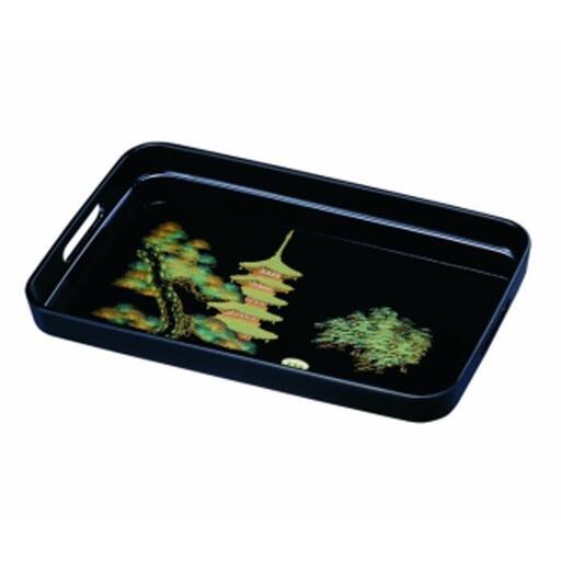 長手盆 PC 42cm 五重の塔(金蒔絵)[YG12]