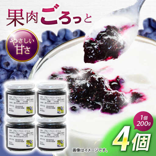 果肉ごろごろ手作りブルーベリージャム 200g×4個 / ジャム ブルーベリージャム ブルーベリー ベリー / 諫早市 / 横林ブルーベリー園 [AHCS001] 