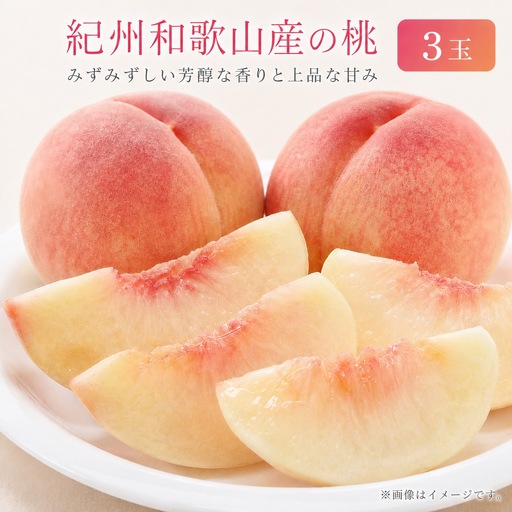 秀品　紀州和歌山産の桃　3玉　化粧箱入　※2027年6月下旬頃〜8月上旬頃順次発送（お届け日指定不可）【uot750】