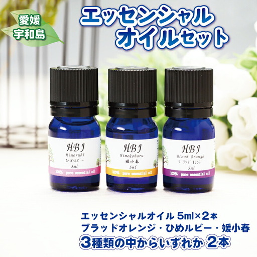 エッセンシャルオイル セット 5ml × 2本 ひめ美じん 柑橘アロマ ブラッドオレンジ ひめルビー 媛小春 柑橘 自然 天然 アロマオイル アロマディフューザー 香り リラックス オイル 精油 美容 健康 雑貨 日用品 ギフト プレゼント 国産 愛媛 宇和島 K020-078001