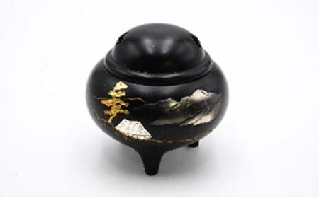 【高岡銅器】彫金香炉 松に山水 民芸品 工芸品 雑貨 日用品 不老長寿 象徴 伝統工芸士 桐箱入り  FAD-0943