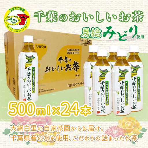 【ちばエコ農産物認証茶葉100%】千葉のおいしいお茶房総みどりペットボトル500ml×24本 【 ふるさと納税 人気 おすすめ ランキング お茶 緑茶 日本茶 茶葉 ペットボトル 千葉県 大網白里市 送料無料 】H004