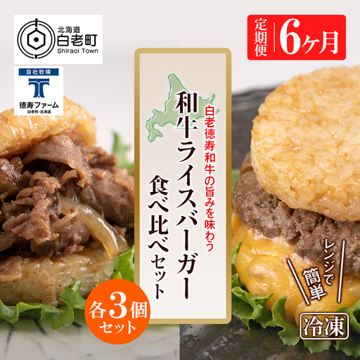 定期便 6カ月 和牛 ライスバーガー 食べ比べ 6個セット＜徳寿＞
