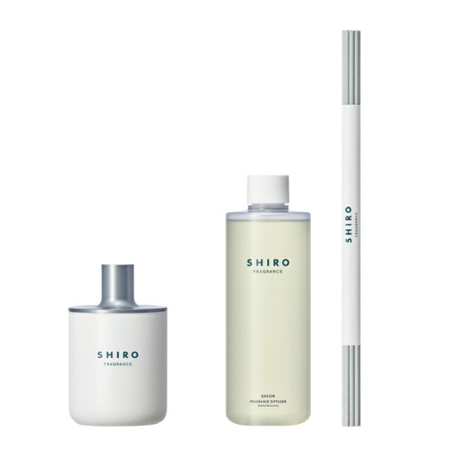 SHIRO　サボン フレグランスディフューザーキット(容器+詰め替え用リキッド+スティック 3点セット) 300mL 3ヶ月目安