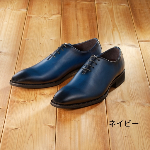 【匠の靴】超軽量＆履き心地抜群な本革ビジネスシューズAF-02(サイズ：25.0cm、カラー：ネイビー)_0019-002-T03-3-2