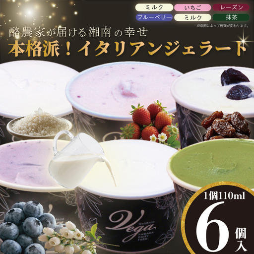 【ジェラート】 6個入セット 牧場直営 ミルク ジェラート (詰合せ)
