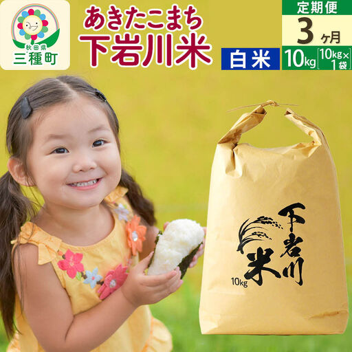 【R8年新米予約】 《3ヶ月定期便》【白米】あきたこまち 10kg(10kg×1袋) 秋田県三種町産 令和8年産 下岩川米