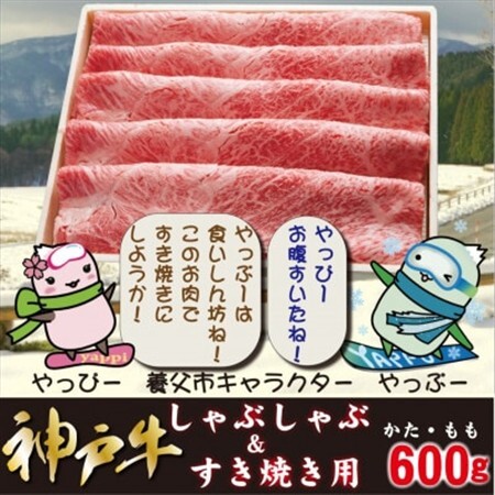 神戸牛 しゃぶしゃぶ ＆ すき焼き用 かた ・ もも肉 計600g YBS2【配送不可地域：離島】【1340602】