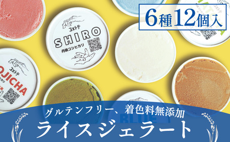 ライスジェラート 12個 セット(6種×各2個) アイス ジェラート 詰め合わせ お米 こしひかり コシヒカリ ライスミルク スイーツ 低カロリー myz06 myz08 myz11 myz19 myz24 myz26