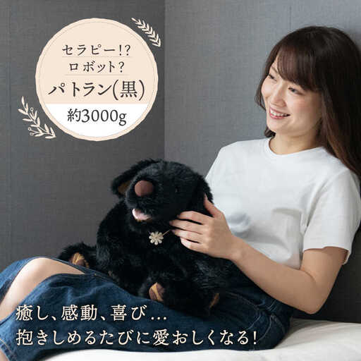 犬型セラピー？！ロボット？パトランの黒（通称：クロラン） 犬 ぬいぐるみ 糸島市 / 科学工房未來 [AYI002]