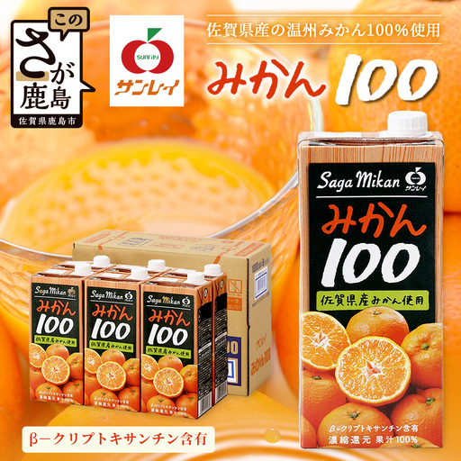 ＼工場直送／ 佐賀県産温州みかん100% サンレイみかん100|1000ml×6本|合計6L|たっぷり飲める！佐賀県産温州みかん★濃縮還元 |朝食・おやつに◎オレンジジュース みかんジュース 蜜柑 果物 飲料 飲み物 箱買い ストック 大容量 送料無料 リピーター 人気 B-459