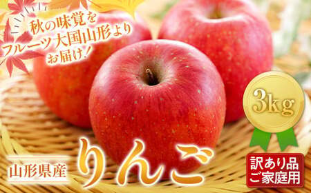 FYN6-431 《2026年先行予約》ご家庭用 山形県産 りんご 3kg 2026年11月下旬から順次発送 林檎 リンゴ 秋果実 冬果実 果物 くだもの フルーツ 訳あり 農業者 農家 支援 自宅 家庭 産地直送 山形県 西川町 月山