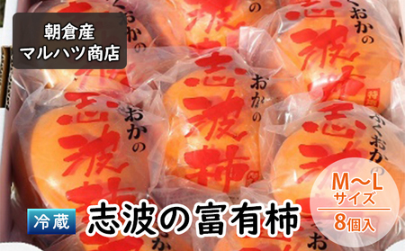 柿 冷蔵 志波の富有柿 M～Lサイズ×8個入 マルハツ商店 配送不可：離島 果物 フルーツ 秋の味覚 秋 おやつ デザート 産地直送 ブランド 柿の王様 福岡県産 朝倉市産 