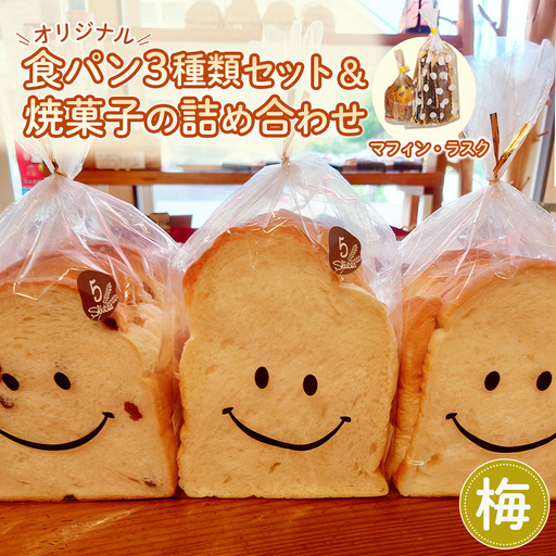 【梅】【冷凍発送】Nico Nico Pannオリジナル食パン 食べ比べセットと焼き菓子（マフィン・ラスク）の詰め合わせ［No.006-02］