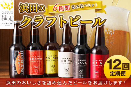 [定期便]浜田のクラフトビール 6種飲み比べセット(12回コース) 酒 ビール クラフトビール 地ビール 地酒 定期 定期便 12回 セット 飲み比べ [139_1914]